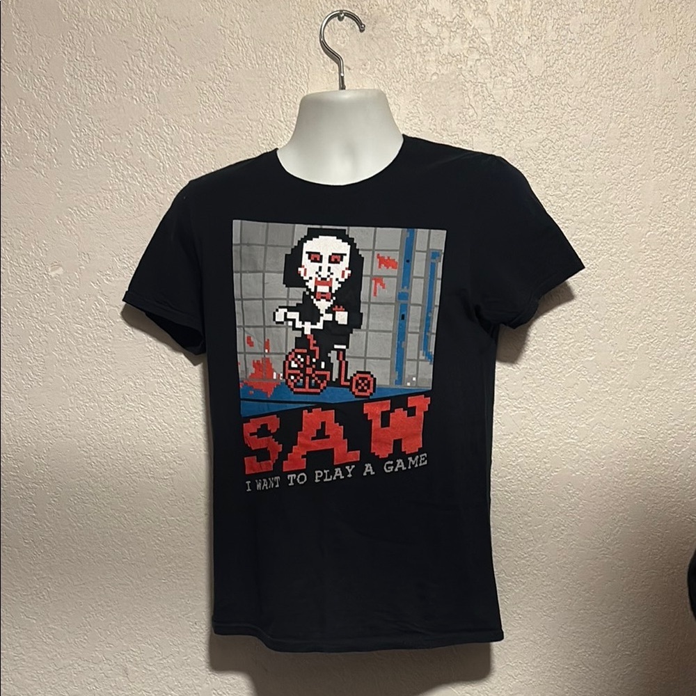 Black Short Sleeve Tee with SAW Graphic